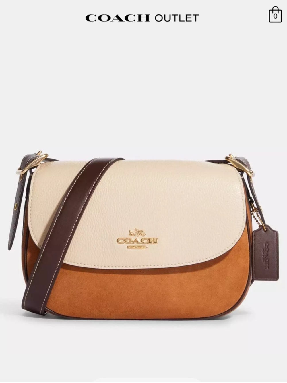 Coach Macie colorblock Leather and Suede Saddle crossbody